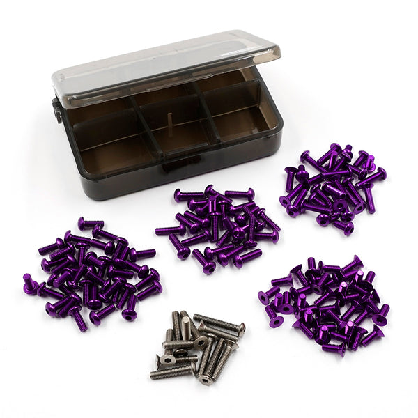 PURPLE 7075 Aluminum & Titanium Screw Assorted Set w/Box For ReveD