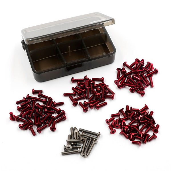 RED 7075 Aluminum & Titanium Screw Assorted Set w/Box For ReveD