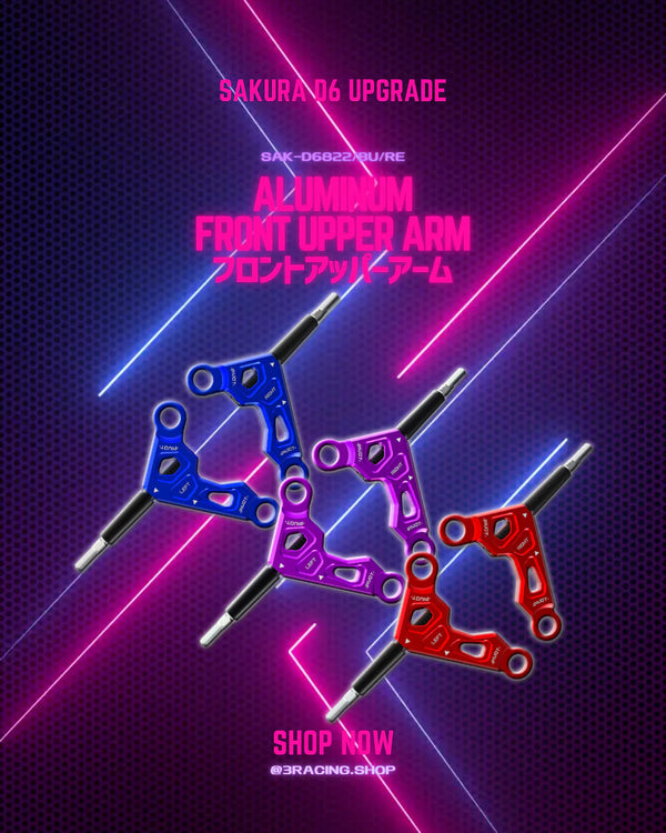 Auper Sakura D6 Aluminum Front Upper Arms (Red / Blue) [3 Racing
