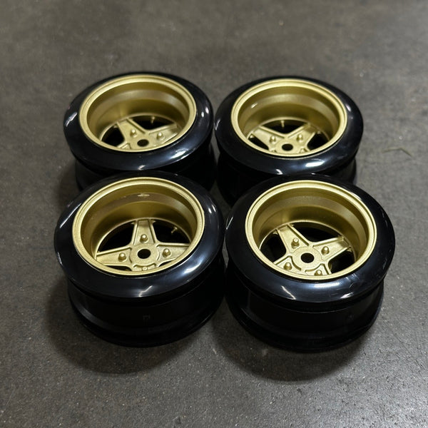 1-10 TAKECHI PROJECT RACING HART 4 SPOKE RIMS (GOLD) +9 (4 PACK