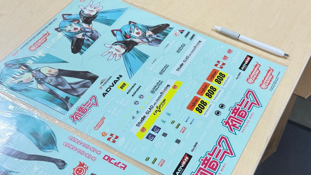 1-10 Livery: Hatsune Miku Good Smile Racing JUMBO XL Decal Sticker Sheet Set (2 SHEETS)