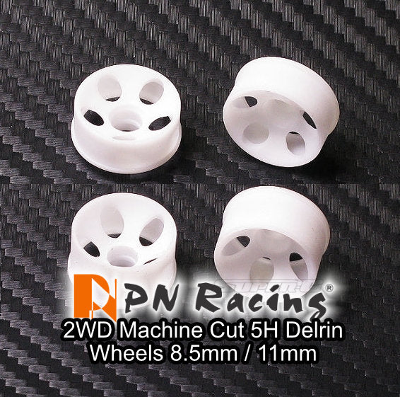 2WD Machine Cut WHITE - 5 Hole - RWD Rims for Mini-Z (1-28) (8.5mm