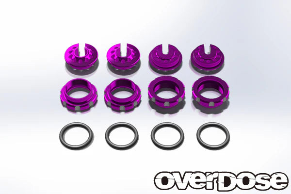 Aluminum Adjustment Nut and Spring End Set (Purple) [OVERDOSE Aluminum Adjustment Nut and Spring End Set (Purple) [OVERDOSE