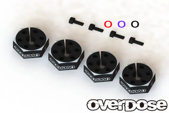 overdose スクリューピン　OD 1622 Aluminum Wheel Hub - 6mm Set (4pc) RED PURPLE BLACK [Overdose