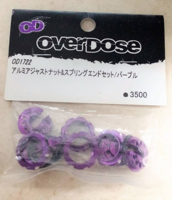 Aluminum Adjustment Nut and Spring End Set (Purple) [OVERDOSE