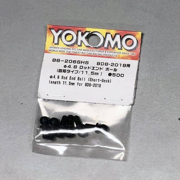 YOKOMO Hex Hole Rod End 4.8mm Ball Stud Head Short Neck Size (M Size - 11.5  mm) 6-Pack [Yokomo] B8-206SHSA