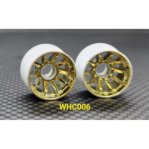 R10 2WD Machined - 10 Spoke Rims GOLD CHROME - RWD Rims for Mini-Z 