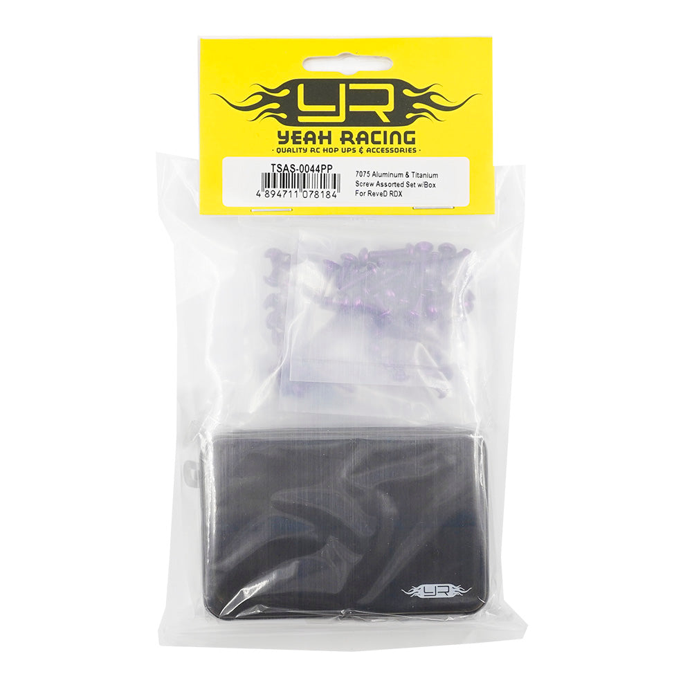 PURPLE 7075 Aluminum & Titanium Screw Assorted Set w/Box For ReveD RDX  [Yeah Racing] TSAS-0044PP