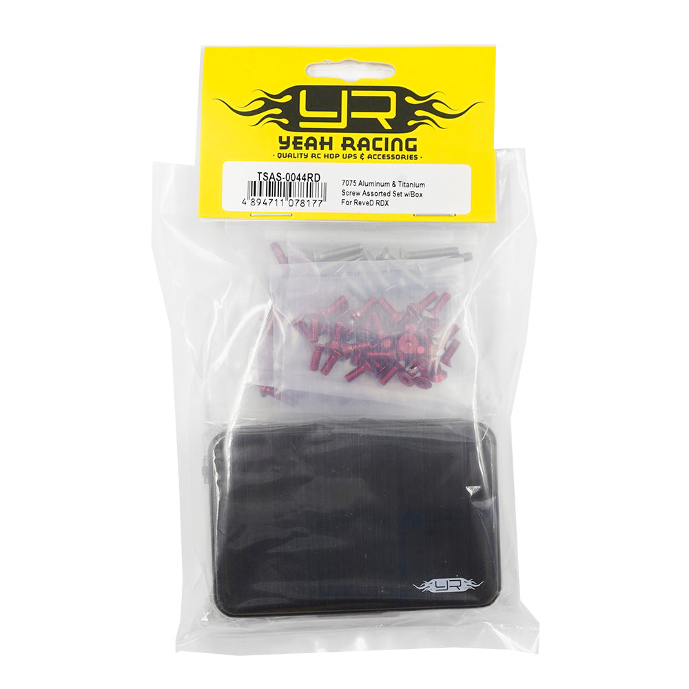 RED 7075 Aluminum & Titanium Screw Assorted Set w/Box For ReveD RDX  [Yeah Racing] TSAS-0044RD