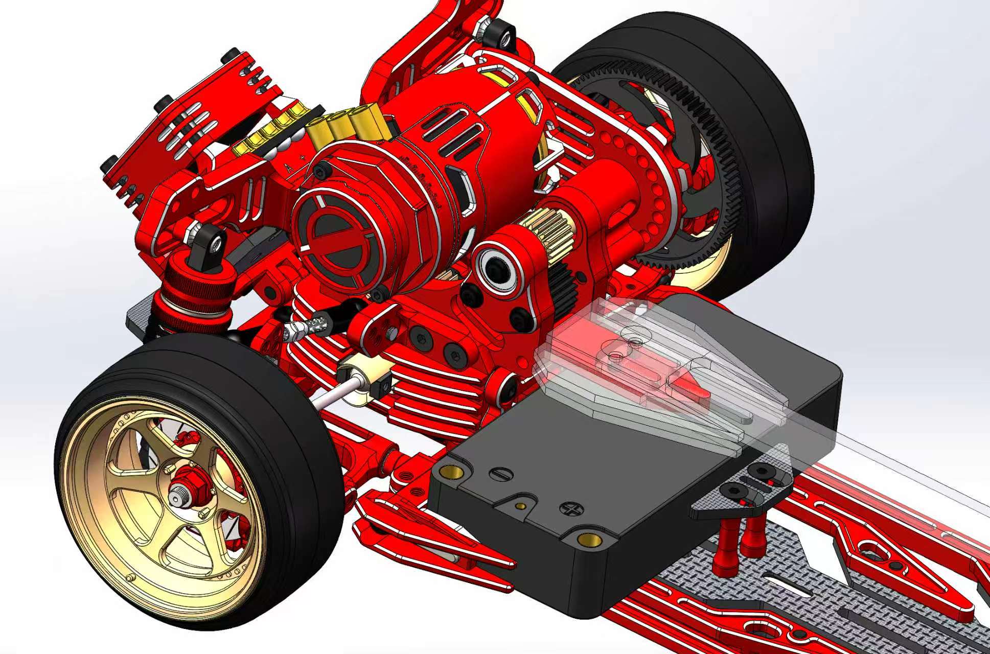 PREORDER: SV2 Chassis Conversion Kit Transmission Gear Box and Lower Deck Suspension Blocks - BLUE SILVER RED PURPLE BLACK - YD-2 RD SD RMX RDX [RHINO RACING] RR-861