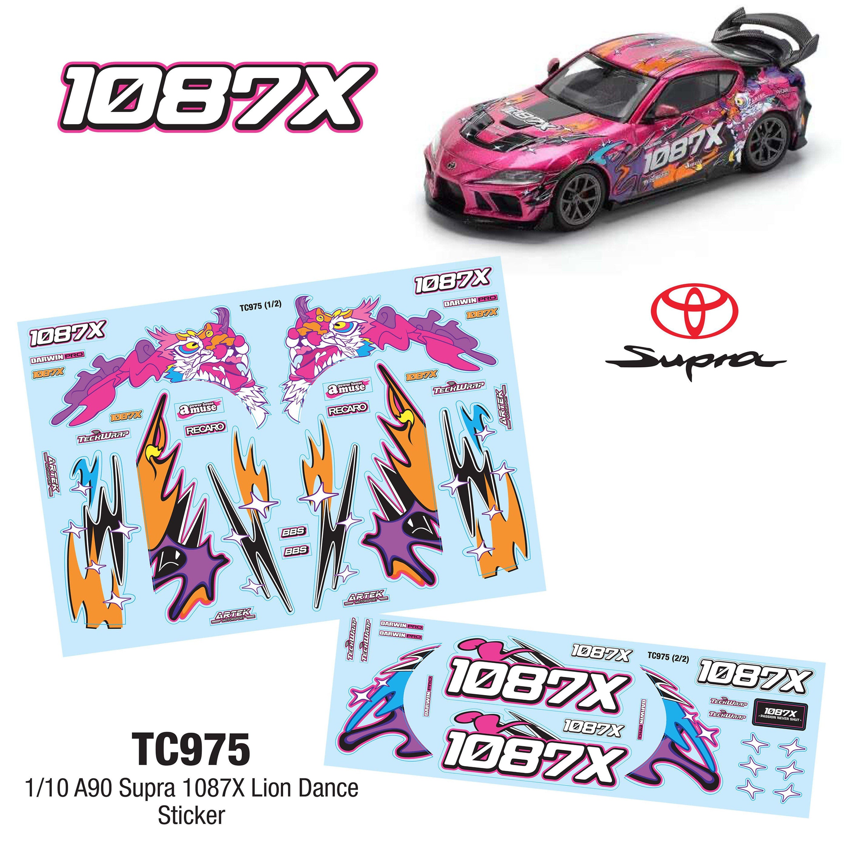 1-10 LIVERY: 1087x A90 DECAL SHEET STICKERS  [TEAM-C] TC975