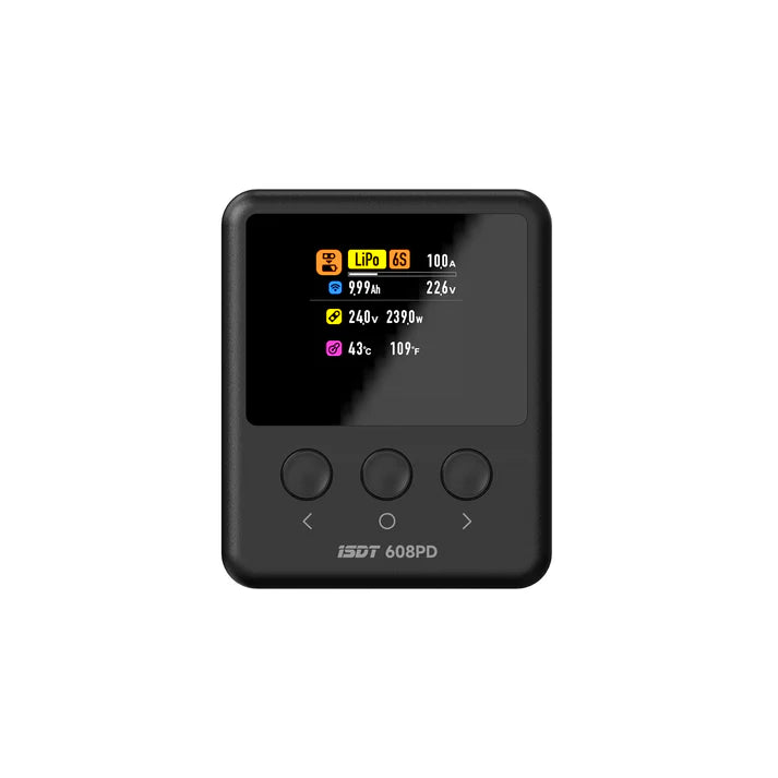 608PD DC 240W/10A USB C 140W/5A Smart Digital Balance Discharge Charger for LiFe/Lilon/LiPo/LiHV (1-6S),NiMH(1-16S),Pb (1-12S) Batteries [ISDT] ISDT-608PD