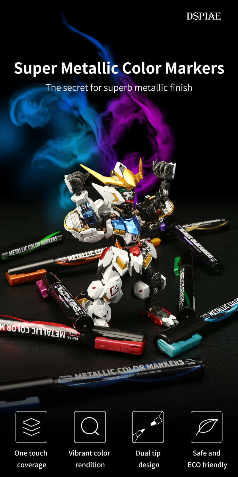 MKA Super Metallic Markers (12 Colors) Detailing Hobby Model Paint Markers [DSPIAE] MKA Series