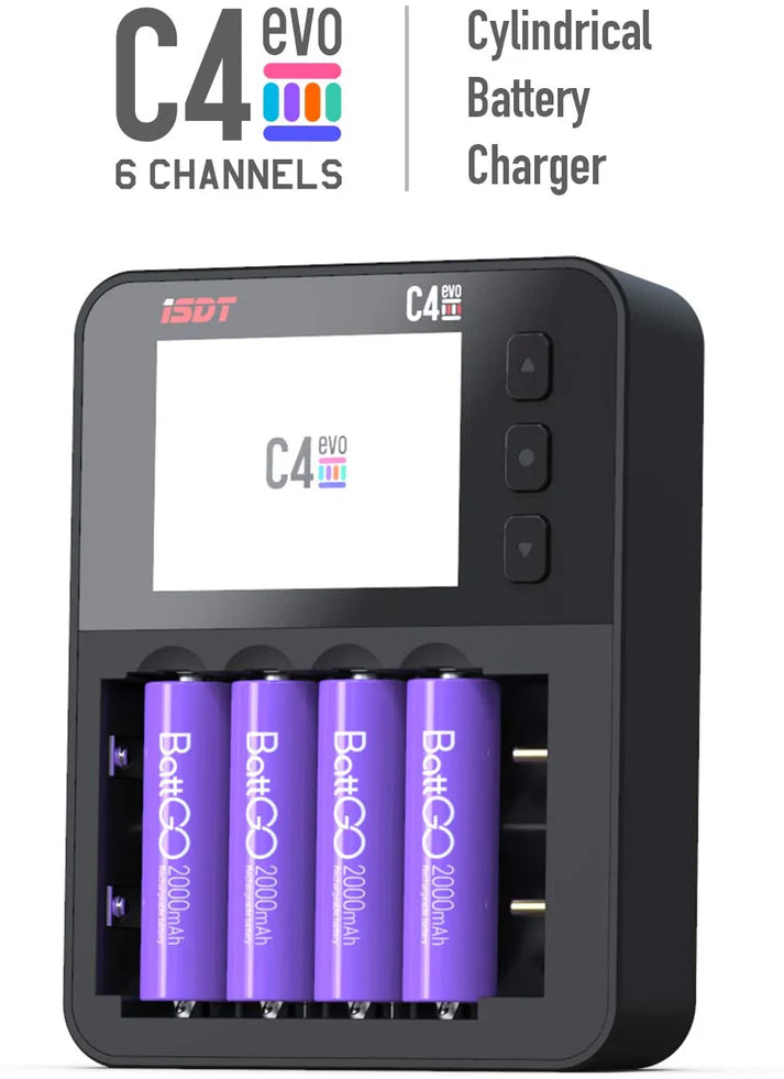 C4 EVO Smart Battery Charger for AA AAA 18650 26700 Battery with Display Screen [ISDT] ISDT-C4-EVO