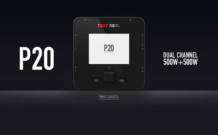 P20 DUAL Lipo Charger,DC 500WX2 20A Smart Charger for LiFe, LiIon, LiPo(1-8S)/LiHv(1-70S)/Pb(1-12S); NiMH/Cd(1-16S) Batteries [ISDT] ISDT-P20