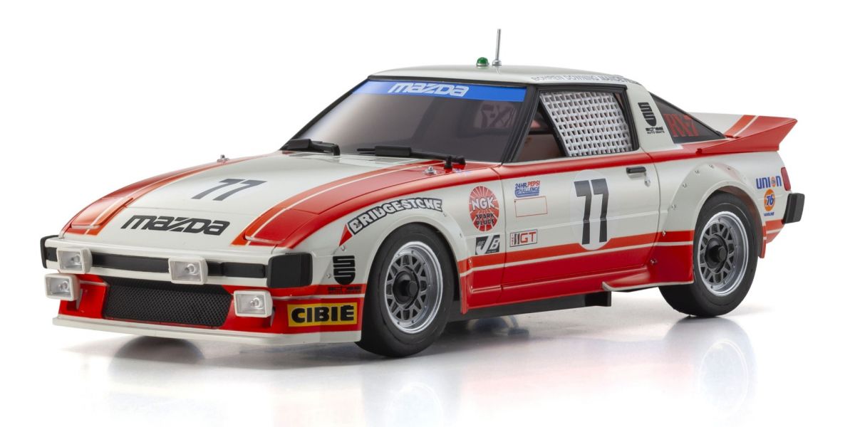 MINI-Z Racer MR-04 RWD Mazda Savanna RX7 (SA22C) 1979 Daytona GTU Class Winner No. 77 White RED Readyset RTR (Ready to Run) [KYOSHO] 32365R