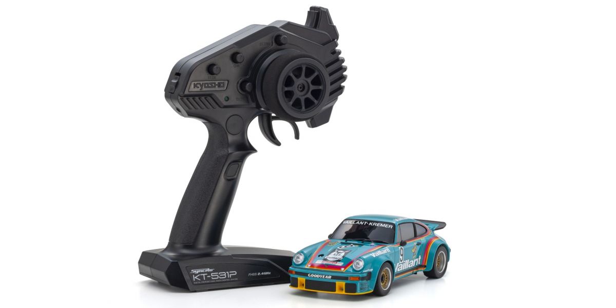 MINI-Z Racer MR-04 RWD Porsche 934 RSR Turbo 1976 Vaillant #9 Teal Readyset RTR (Ready to Run) [KYOSHO] 32368V