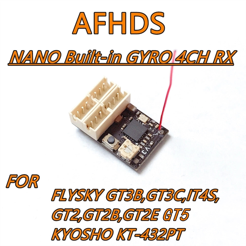 FLYSKY AFHDS Built-in GYRO NANO (KT-432PT) 4 Channel MICRO WIRELESS (Internal Antenna) Receiver For 1-24 1-28 [MXO RACING] RXC42-AG
