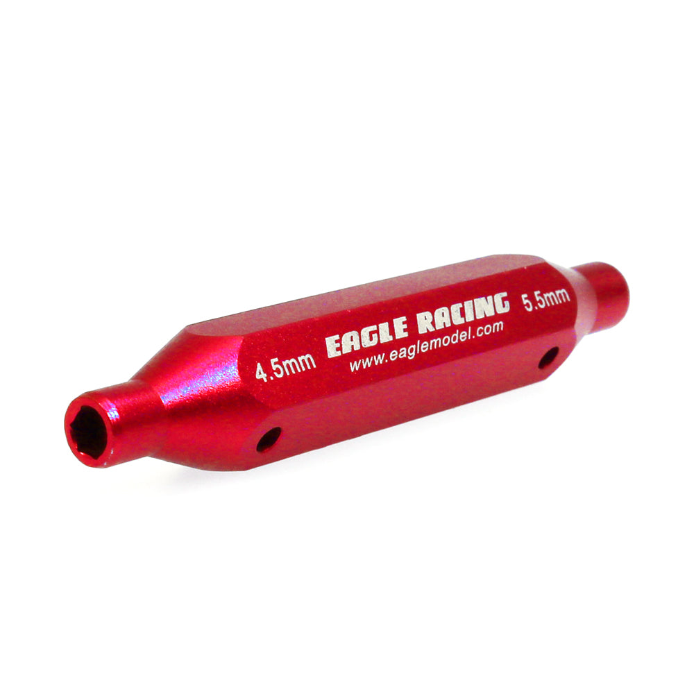 Red Dual Socket Wrench for Mini Cars [3mm & 2mm Nuts] (4.5mm / 5.5mm) [Eagle] 2504-RE