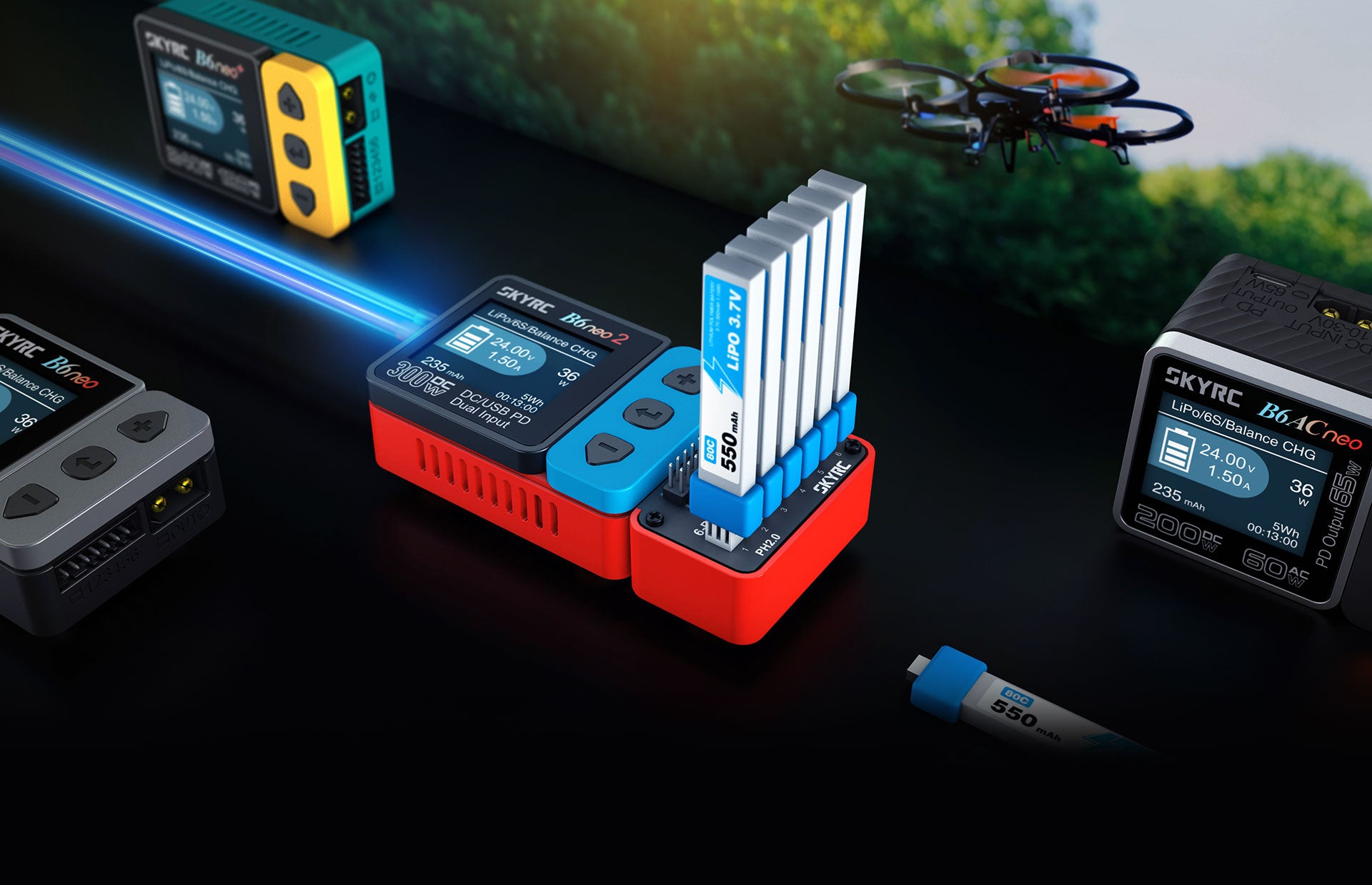 6-Port 1S PH2.0 or BT2.0 Charging Hub Adapter for B6neo B6ACneo B6neo+ B6neo 2 [SKY RC] SK-600156-02 SK-600156-01