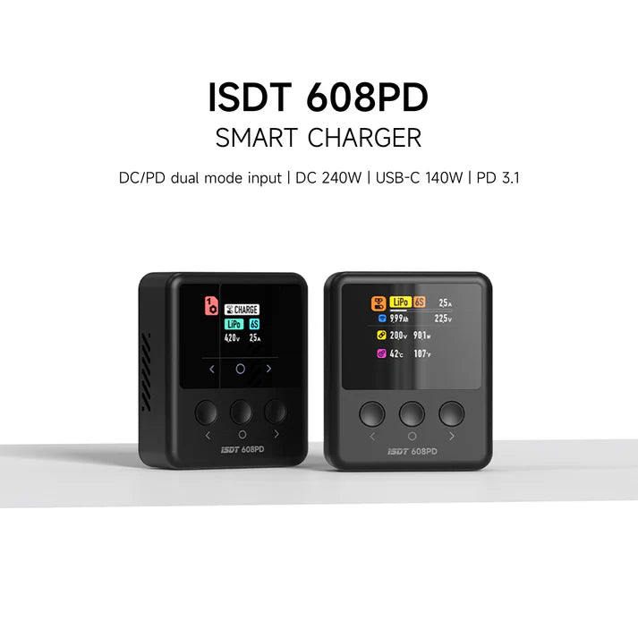 608PD DC 240W/10A USB C 140W/5A Smart Digital Balance Discharge Charger for LiFe/Lilon/LiPo/LiHV (1-6S),NiMH(1-16S),Pb (1-12S) Batteries [ISDT] ISDT-608PD