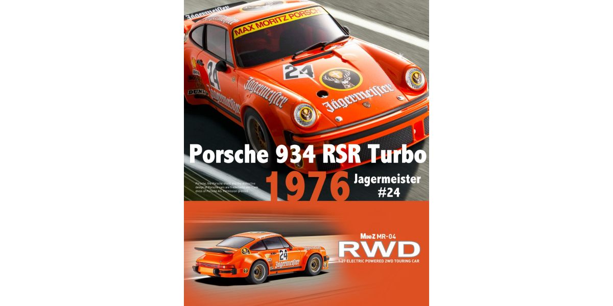 MINI-Z Racer MR-04 RWD Porsche 934 RSR Turbo 1976 Jagermeister #24 ORANGE Readyset RTR (Ready to Run) [KYOSHO] 32368EM