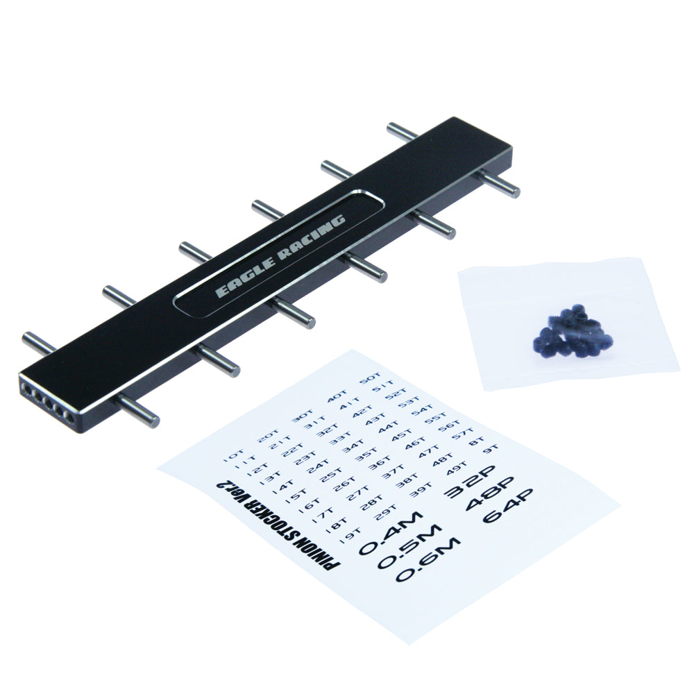 Pinion Stocker Caddy Holder - 12 spacers and set screw (Black) [Eagle] 3720V2-BK