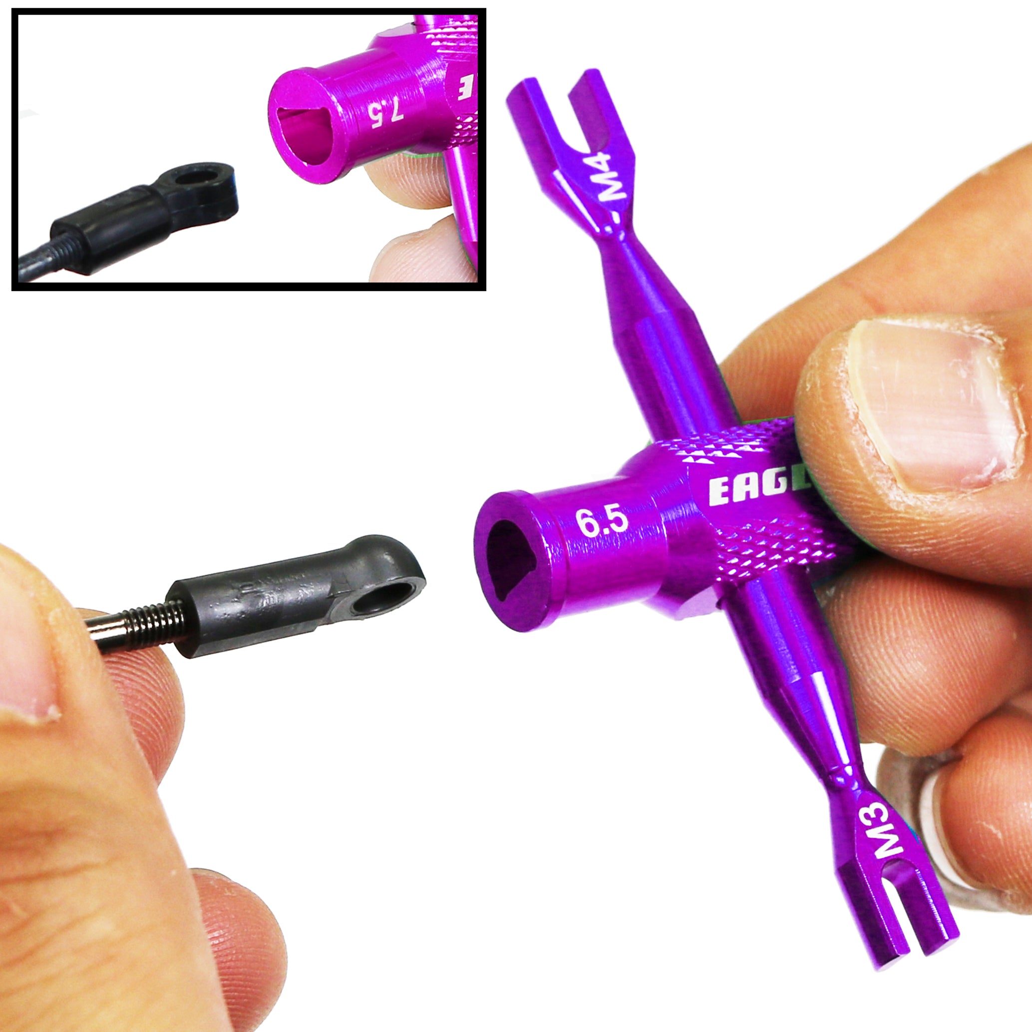 SP Dual Turnbuckle Wrench (3mm/4mm) with Ball End Cup Winder Tool (PURPLE) [Eagle Racing] 3723V2-U3-PU