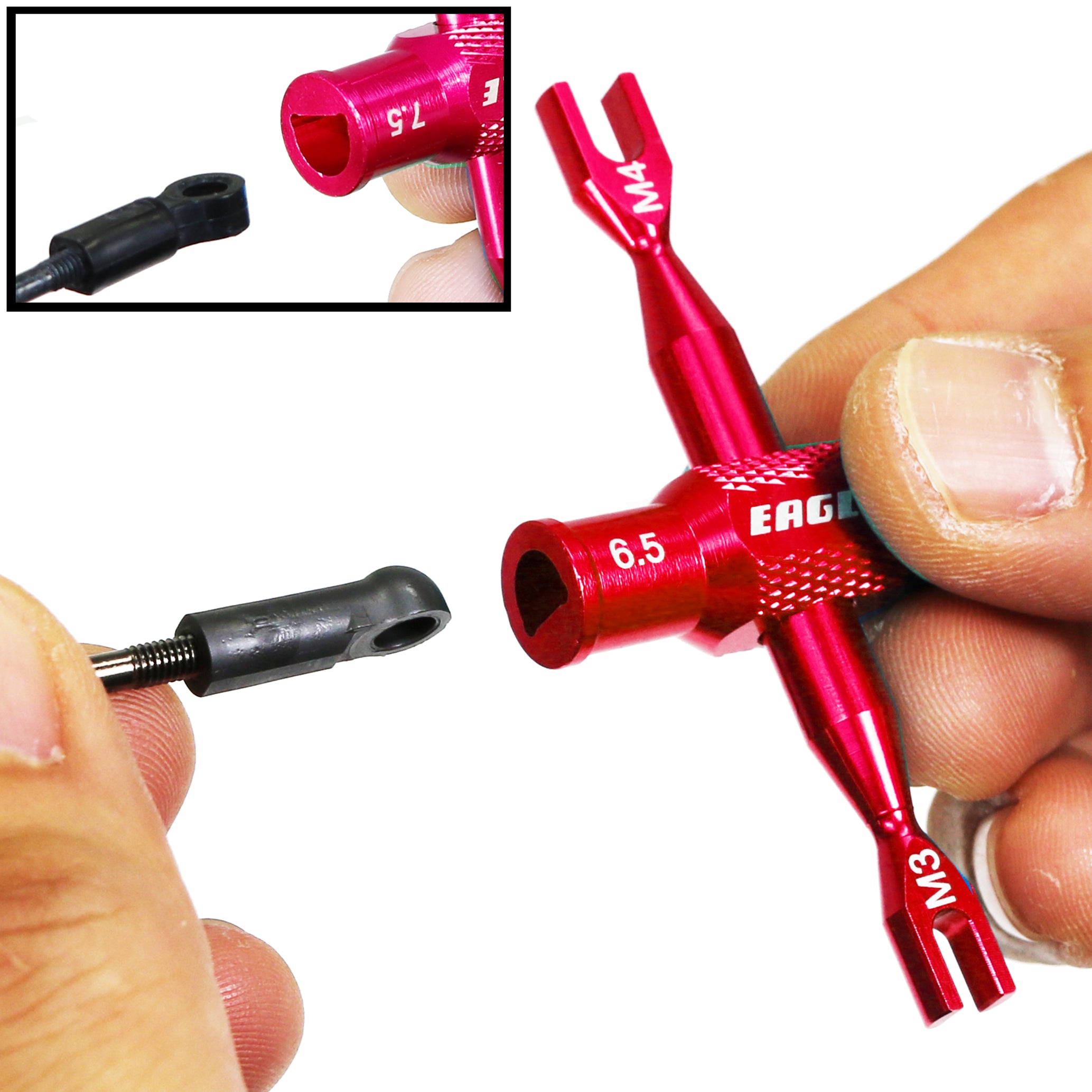SP Dual Turnbuckle Wrench (3mm/4mm) with Ball End Cup Winder Tool (RED) [Eagle Racing] 3723V2-U3-RE