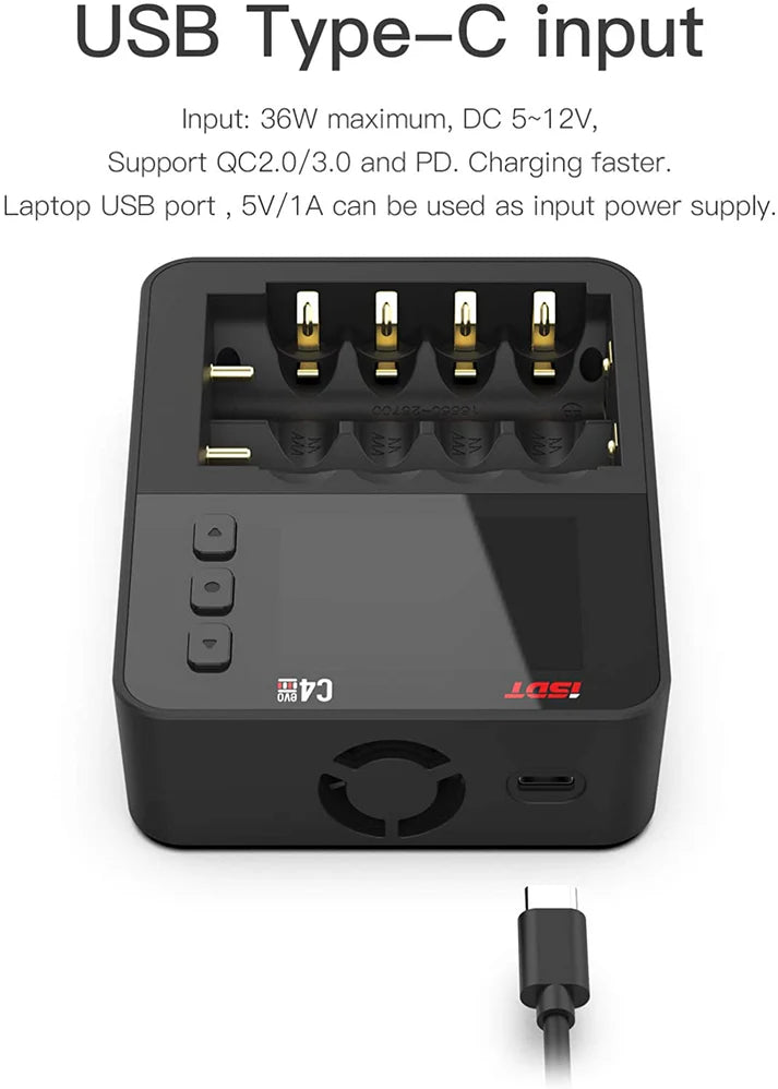 C4 EVO Smart Battery Charger for AA AAA 18650 26700 Battery with Display Screen [ISDT] ISDT-C4-EVO