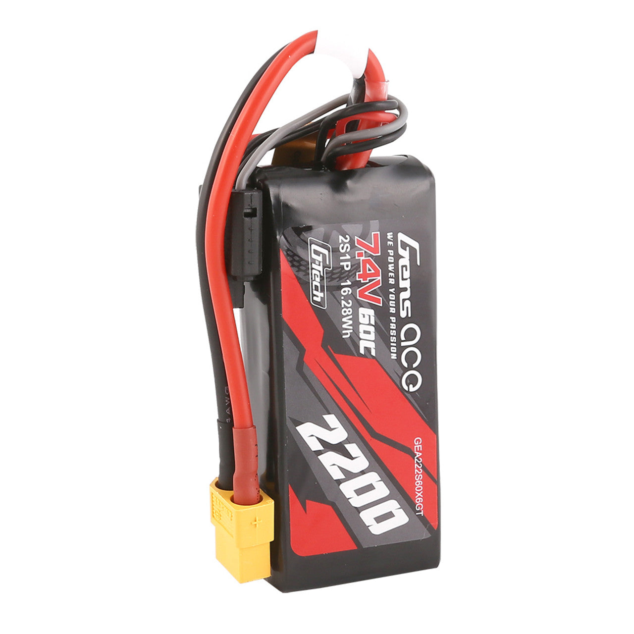 2200mah 2S 60C 7.4V G-Tech Lipo Battery Pack with XT60 Plug [Gens Ace ...