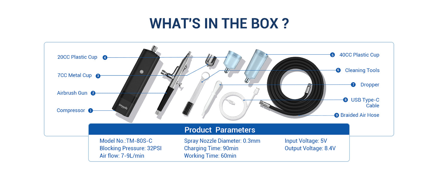 Airbrush Kit with Compressor, 32 PSI High Pressure Cordless (Portable USB-C) [imyyds] X002X0KUV5