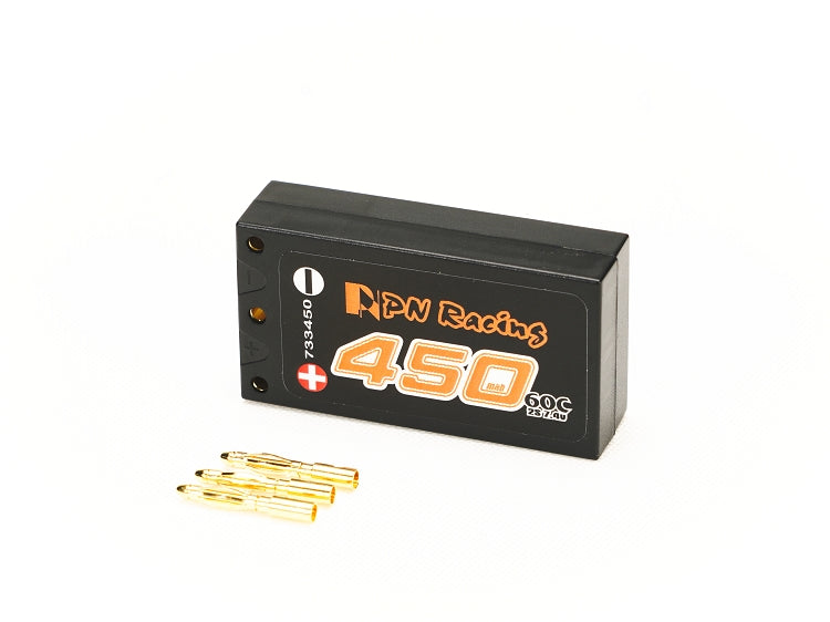 V6 Hardcase LiPo 2S 7.4v 450mah 60C Battery 44.6 x 24 x 12.4mm (1-28 Mini-Z RX28 RC28 XBONE) [PN Racing] 733450