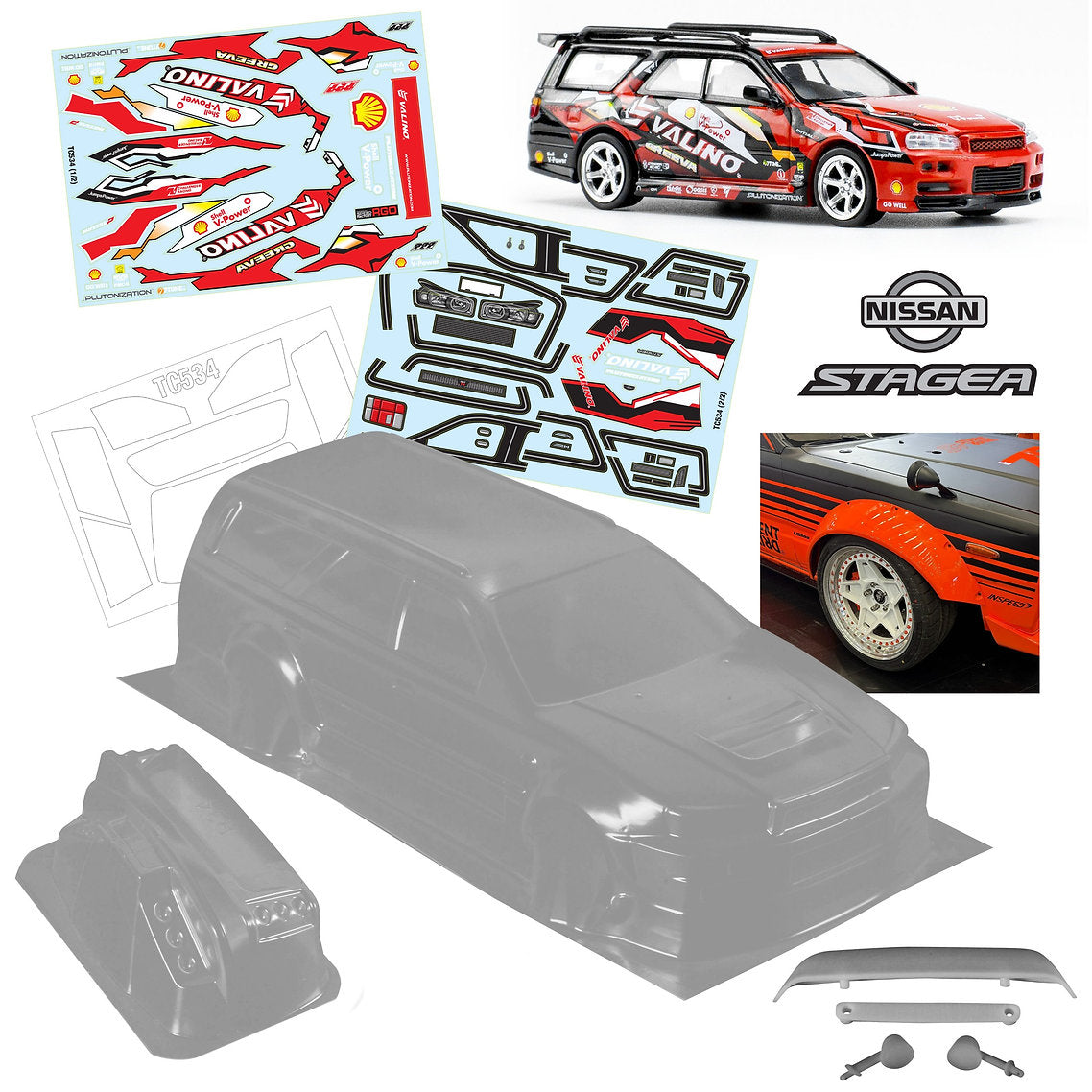 Gt R R34 Rc Body Shell Nissan STAGEA R34 GTR Skyline GT-R WAGON 200mm 1-10 Body Shell [Qualit ...