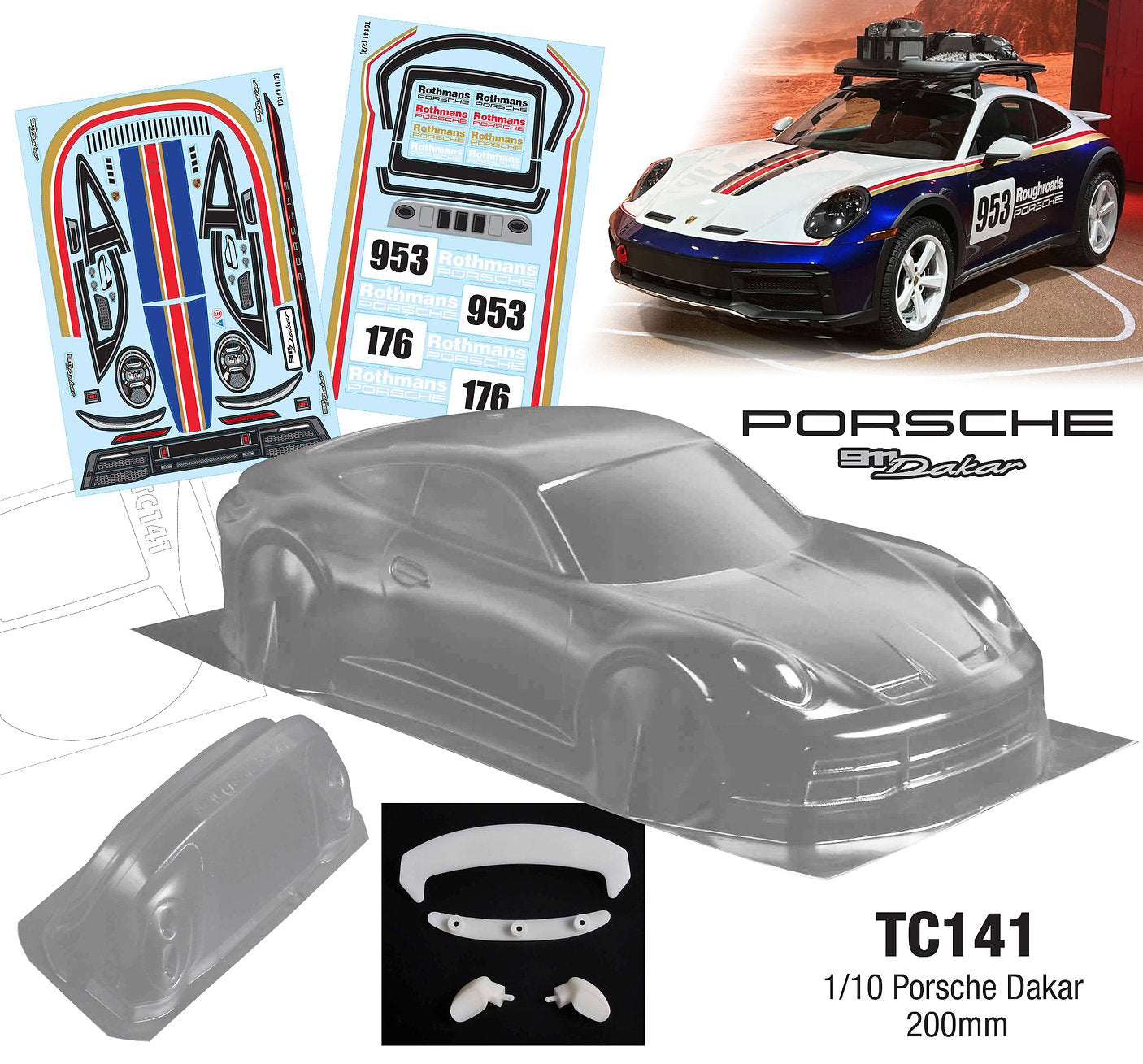 Porsche 911 DAKAR 1-10 Body Shell [Quality RC] QRC-141