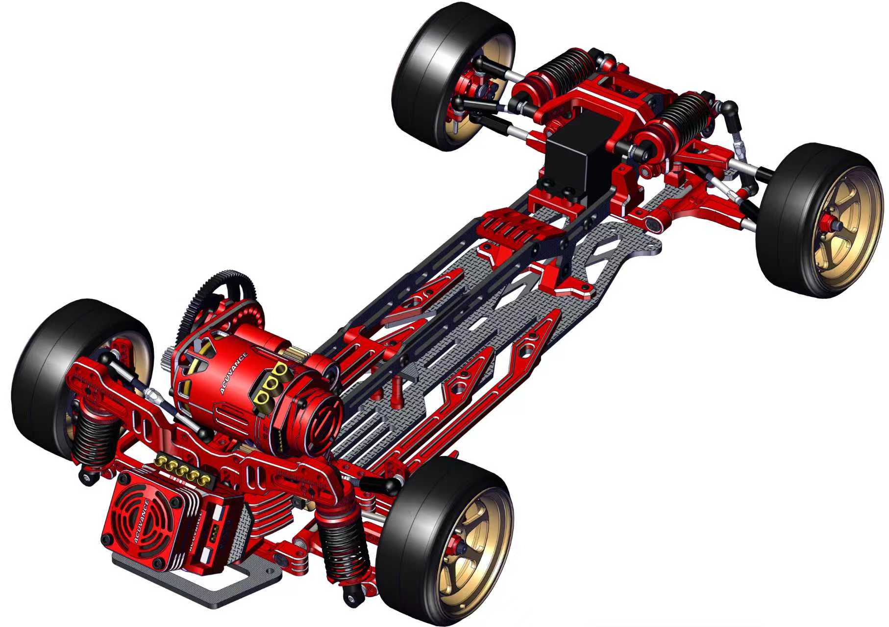 PREORDER: SV2 Chassis Conversion Kit Transmission Gear Box and Lower Deck Suspension Blocks - BLUE SILVER RED PURPLE BLACK - YD-2 RD SD RMX RDX [RHINO RACING] RR-861