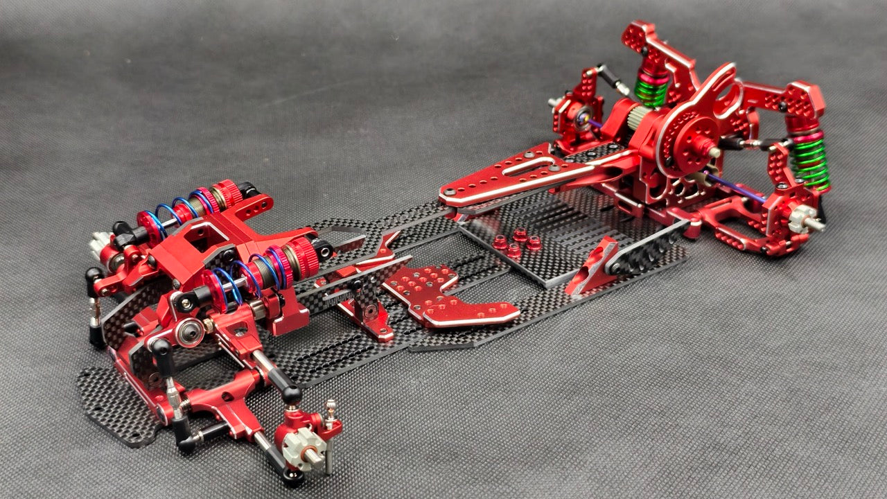 SHARK FINAL FORM (SR 2026) - Factory Assembled Chassis Kit IFS 1-10 Premium RWD Drift Car - RED PURPLE BLACK [Rhino Racing] RR-2002