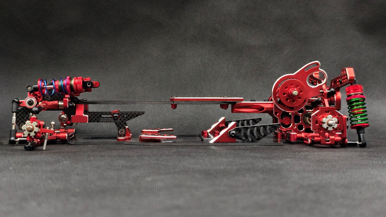 SHARK FINAL FORM (SR 2026) - Factory Assembled Chassis Kit IFS 1-10 Premium RWD Drift Car - RED PURPLE BLACK [Rhino Racing] RR-2002