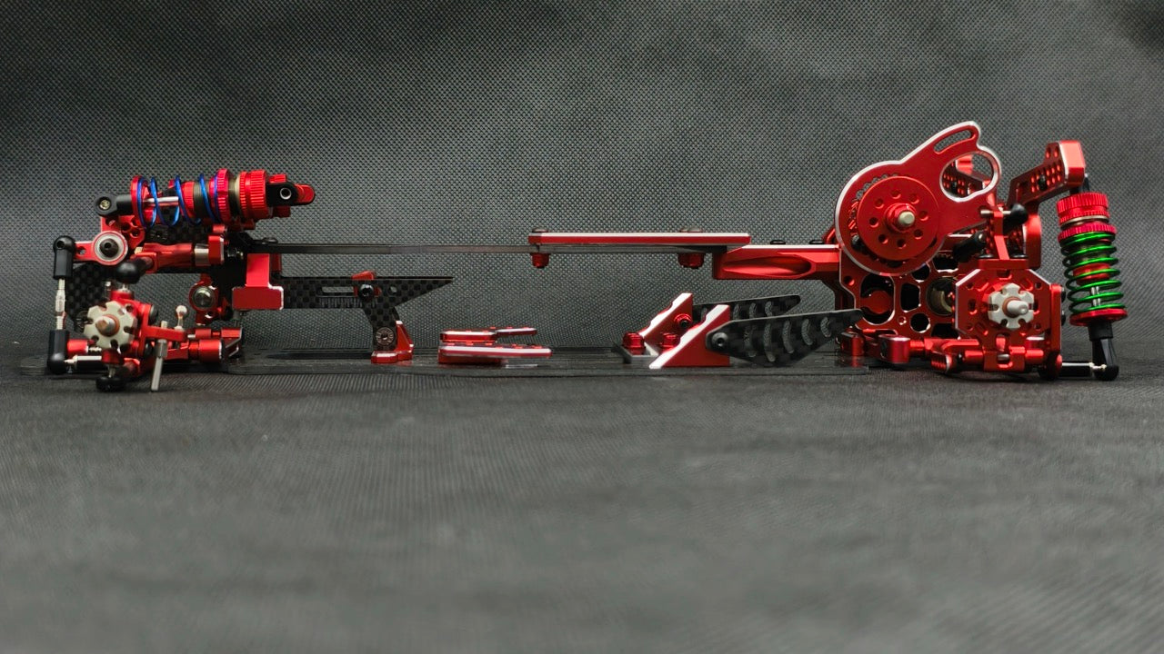 SHARK FINAL FORM (SR 2026) - Factory Assembled Chassis Kit IFS 1-10 Premium RWD Drift Car - RED PURPLE BLACK [Rhino Racing] RR-2002