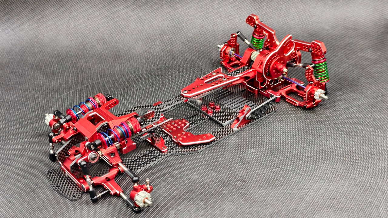 SHARK FINAL FORM (SR 2026) - Factory Assembled Chassis Kit IFS 1-10 Premium RWD Drift Car - RED PURPLE BLACK [Rhino Racing] RR-2002