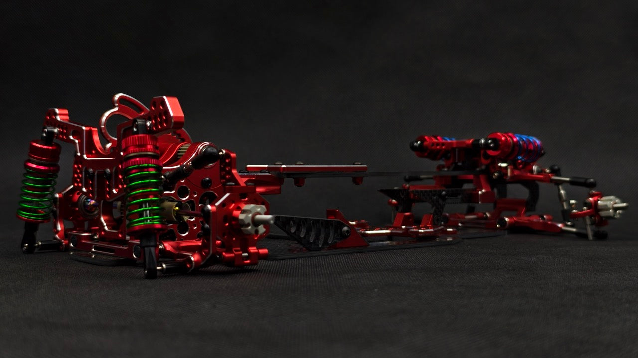 SHARK FINAL FORM (SR 2026) - Factory Assembled Chassis Kit IFS 1-10 Premium RWD Drift Car - RED PURPLE BLACK [Rhino Racing] RR-2002