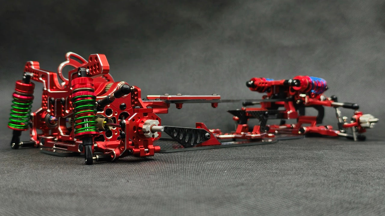 SHARK FINAL FORM (SR 2026) - Factory Assembled Chassis Kit IFS 1-10 Premium RWD Drift Car - RED PURPLE BLACK [Rhino Racing] RR-2002