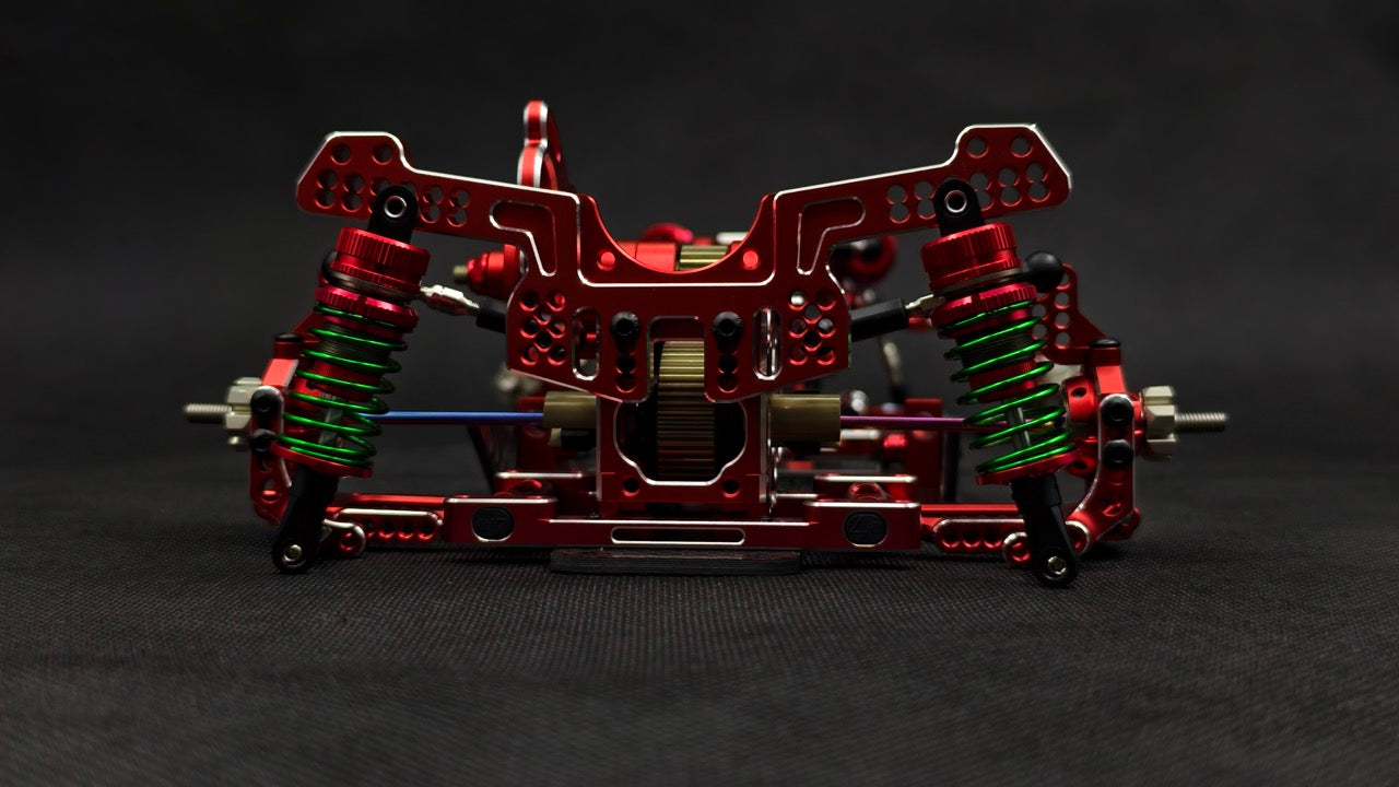 SHARK FINAL FORM (SR 2026) - Factory Assembled Chassis Kit IFS 1-10 Premium RWD Drift Car - RED PURPLE BLACK [Rhino Racing] RR-2002