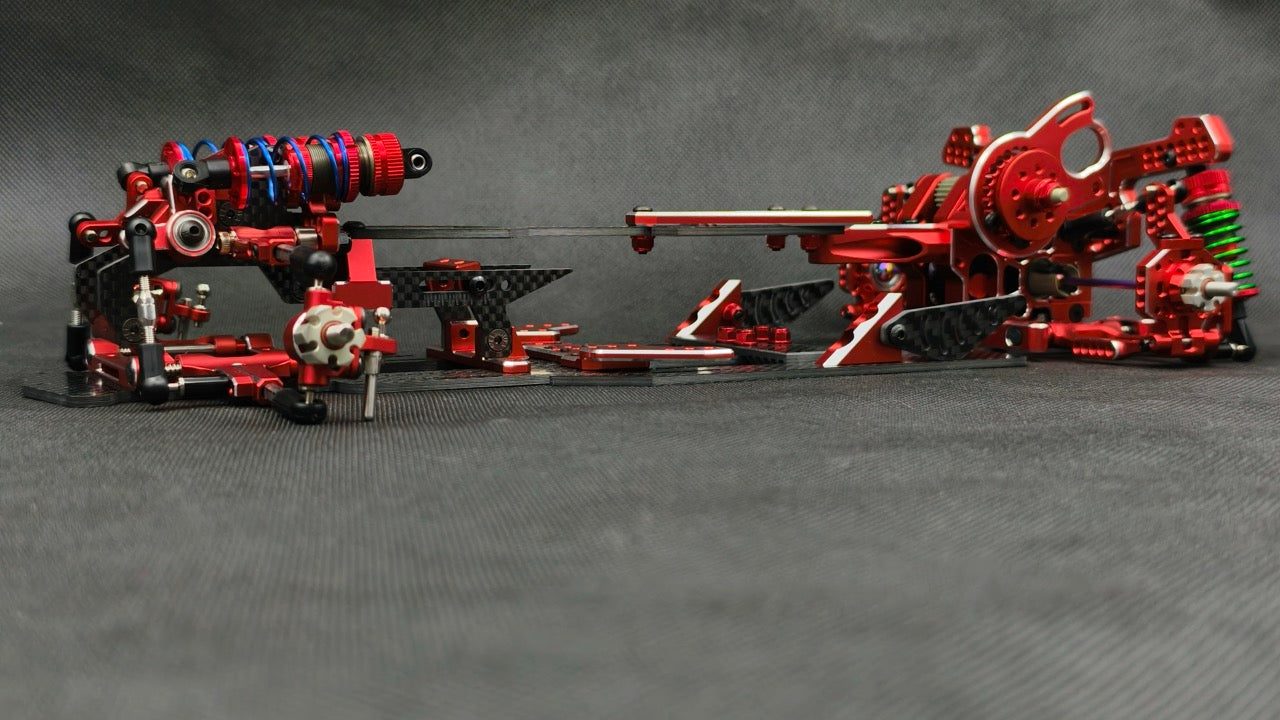 SHARK FINAL FORM (SR 2026) - Factory Assembled Chassis Kit IFS 1-10 Premium RWD Drift Car - RED PURPLE BLACK [Rhino Racing] RR-2002