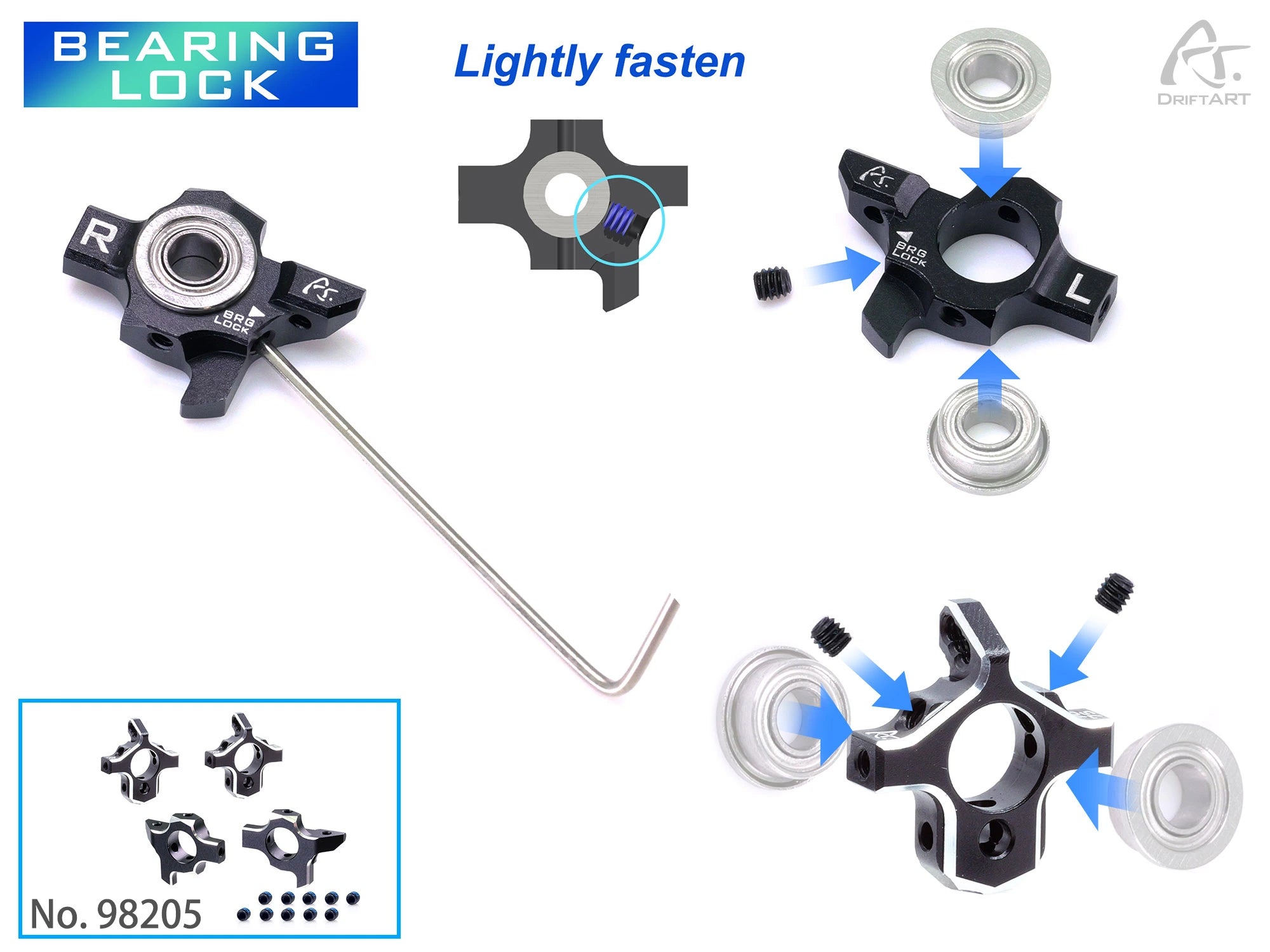 Alloy Steering Knuckle & Rear Hub with Bearing Lock For DA3 DA4 [Drift Art] 98205