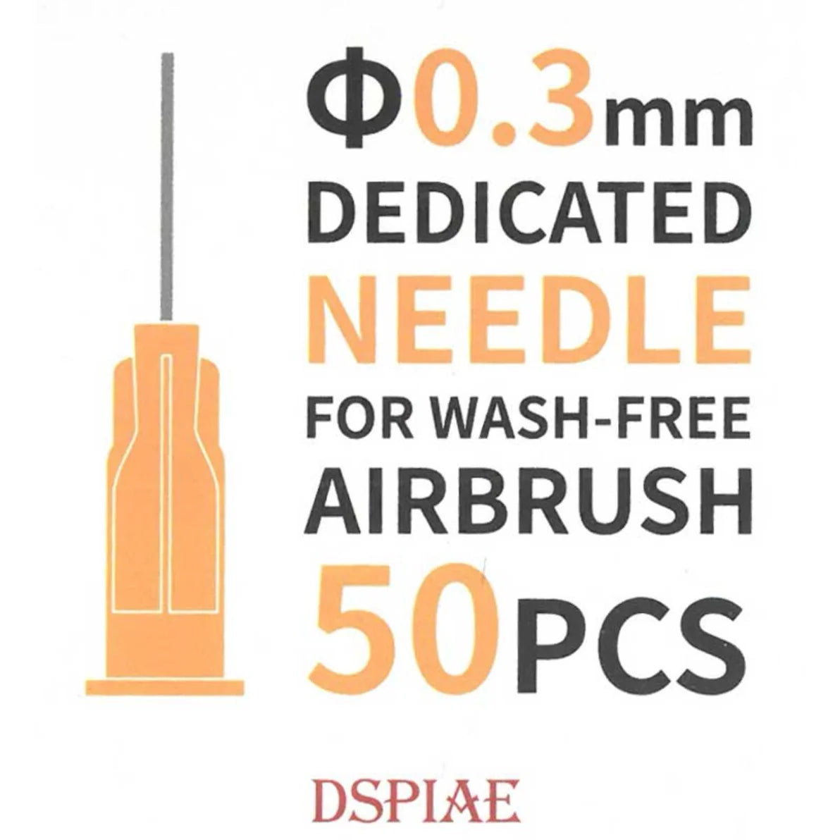 Dedicated Needle for Wash-Free Airbrush (50 pcs) 0.3mm 0.5mm [DSPIAE] AB-D03 AB-D05