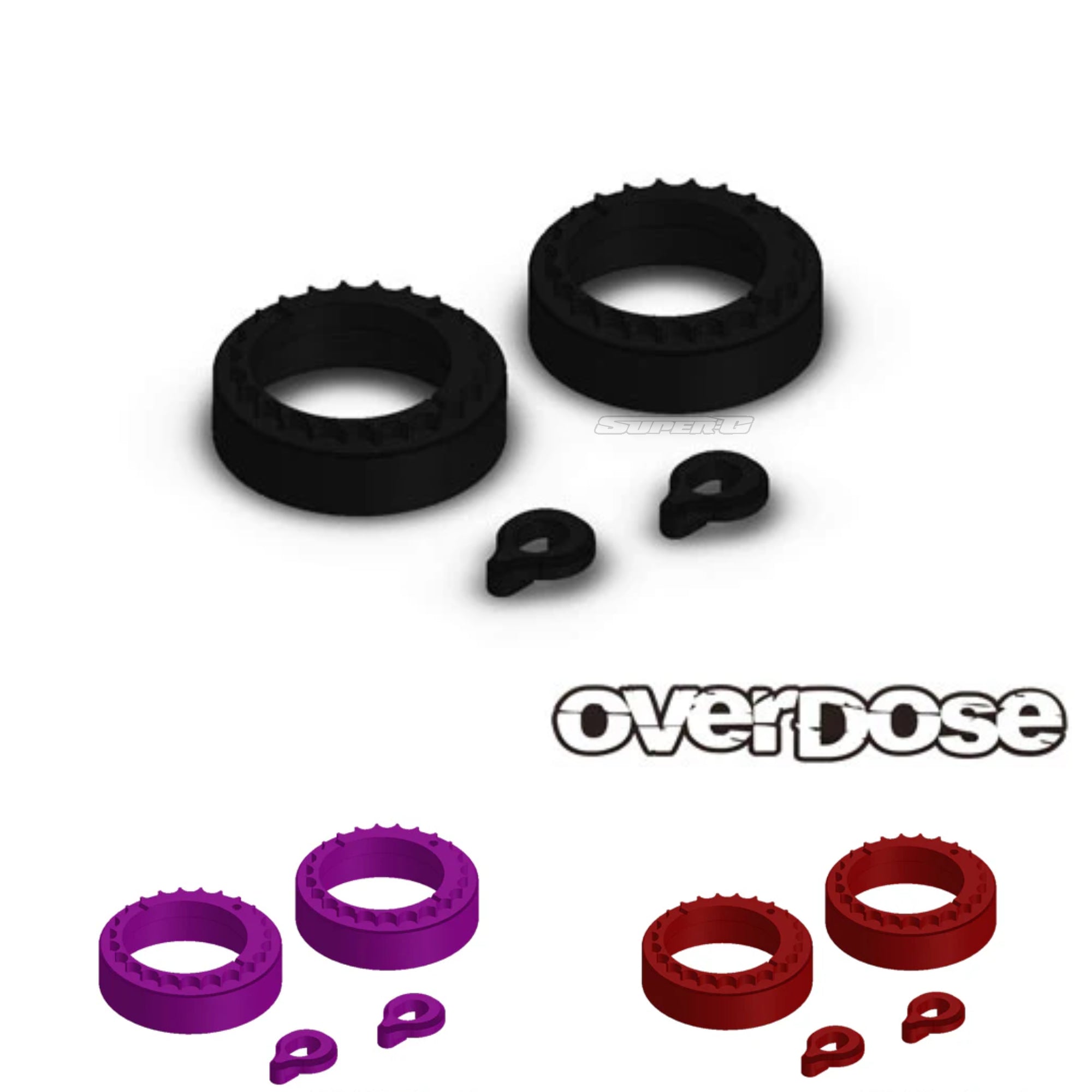 PREORDER: Aluminum Bearing Adaptor ＆ Bearing Stopper Set (For GALM) Red Black Purple [OVERDOSE] OD2936 OD3739 OD3740