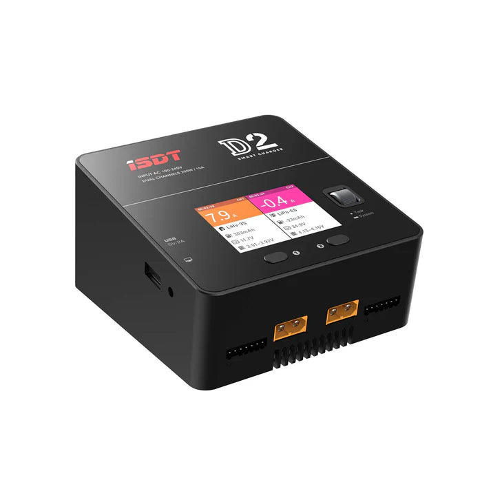 D2 Mark 2 LiPo Battery Balance Charger, Dual 200W 12A AC Channel Output Charger [ISDT] ISDT-D2