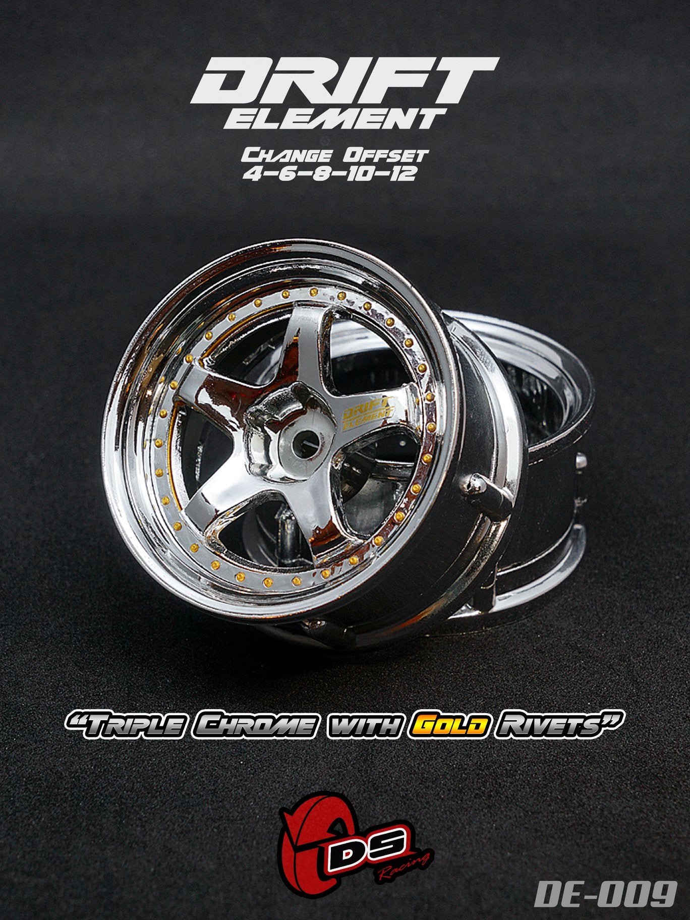 DRIFT ELEMENT Adjustable Offset ( CHROME SERIES ) Rims 5 Spoke (white ...