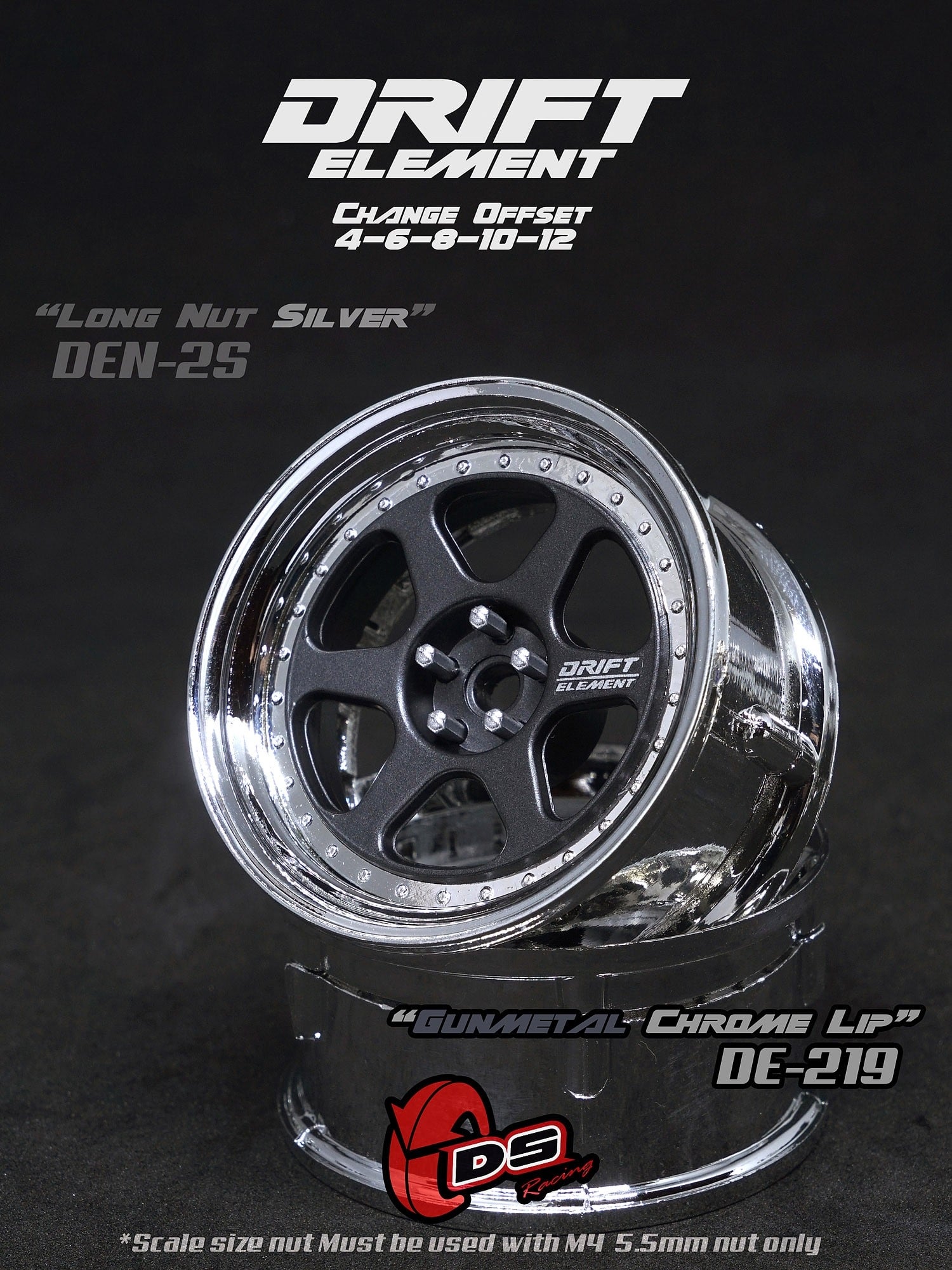 DE 6 Spoke Wheel Set - Gunmetal/Chrome DE 6 Spoke Wheel Set - Gunmetal/Chrome
